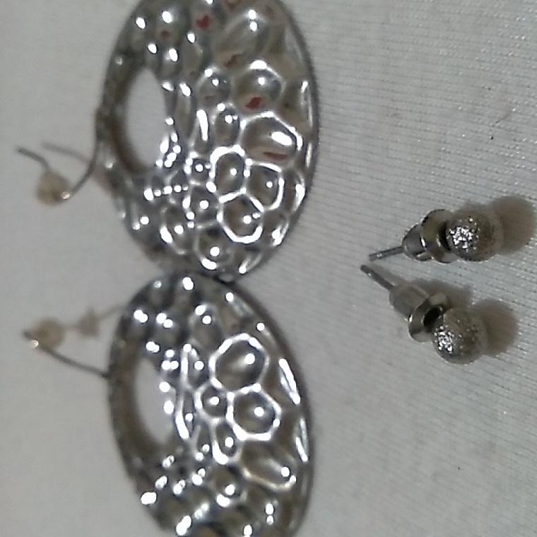 Silver Tone Hoops And Silver Tone Studs Silver Tone Hoops And Silver Tone Studs